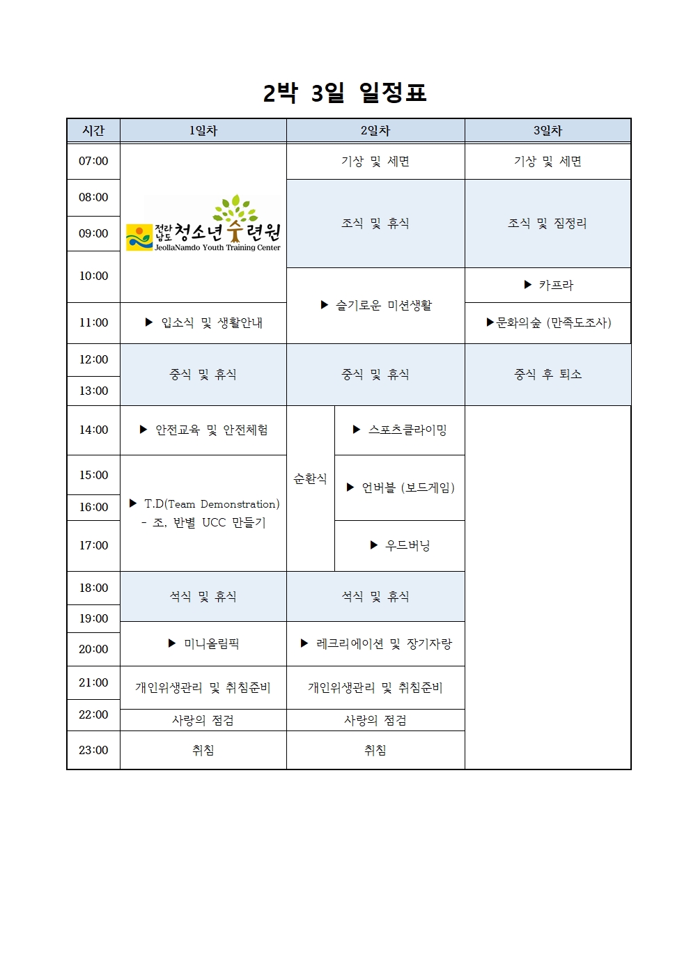 도전! 우리 팀워크 (중학교 2박 3일)