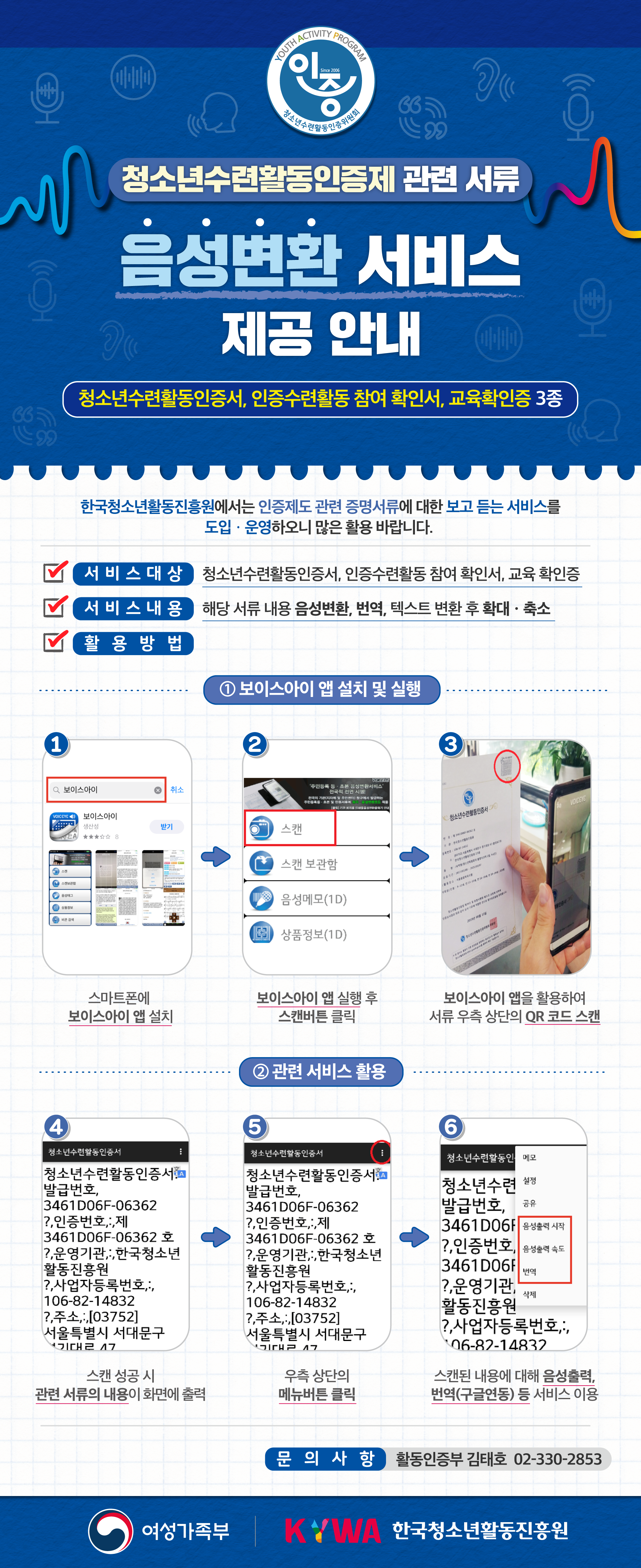 음성변환 서비스 관련 안내문 이미지 입니다. 