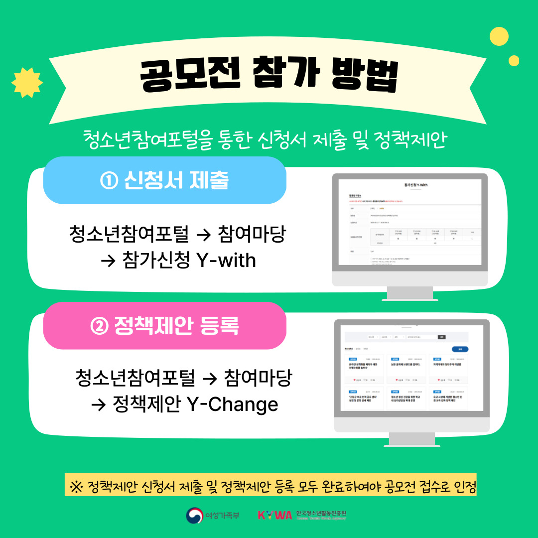 공모전 참가 방법 청소년참여포털을 통한 신청서 제출 및 정책제안